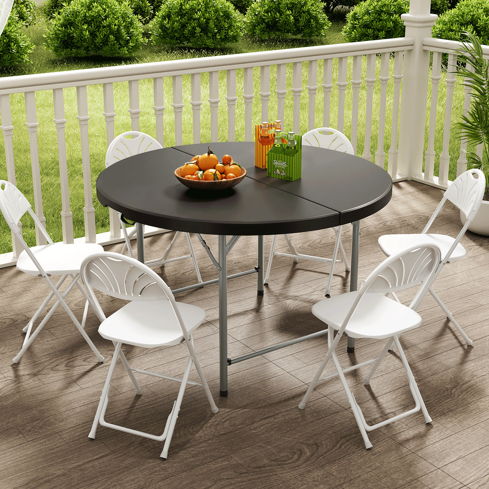 Magshion 4Ft Round Folding Table, Portable Plastic Table For